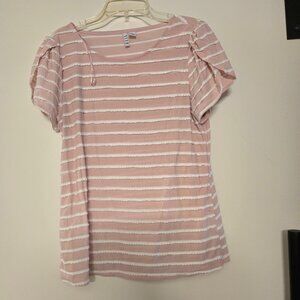 ELLE pink and white ruffle tee